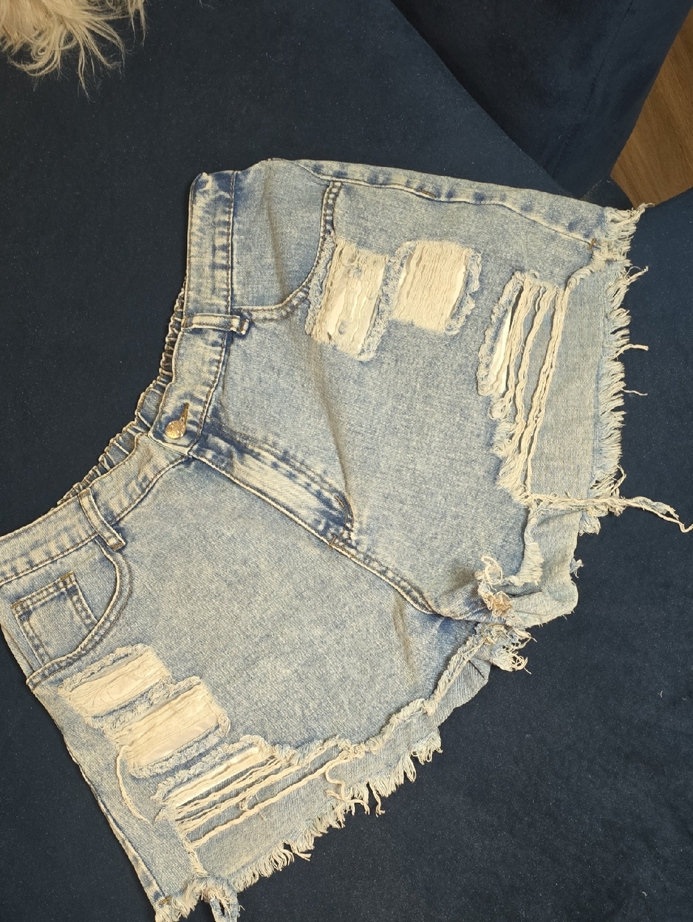 Distressed Light Blue Denim Women's Shorts